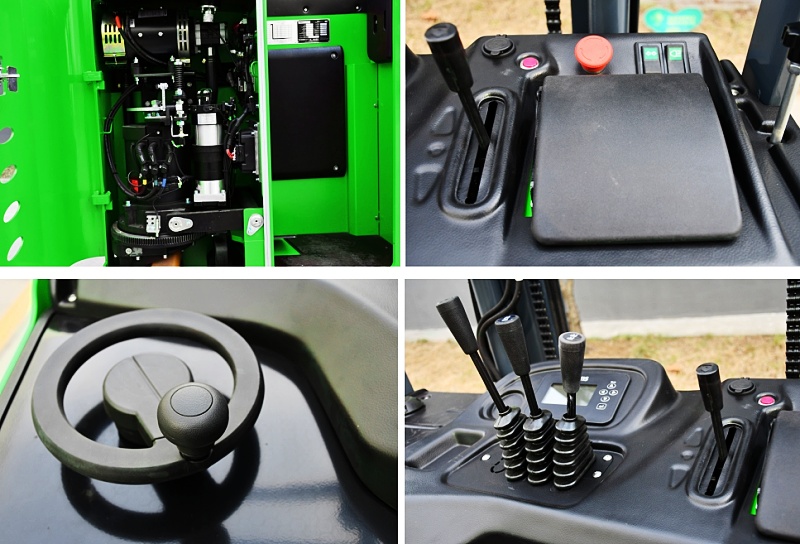 Details of stand-on reach truck