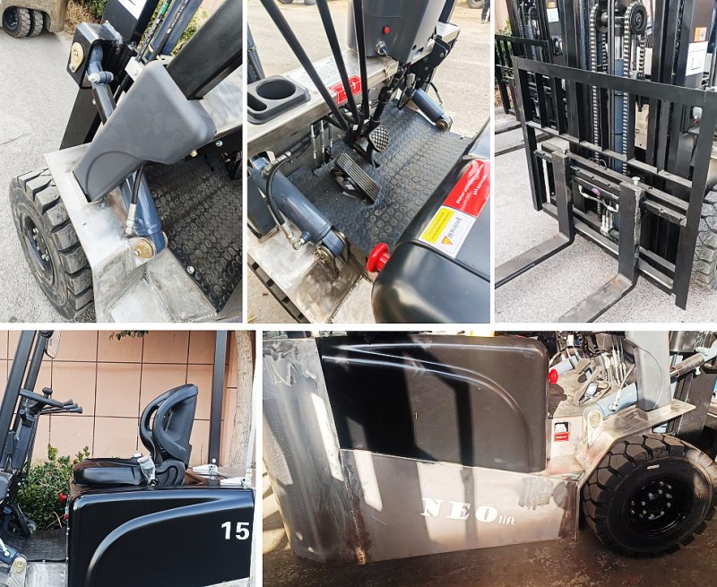 Details of stainless steel electric counterbalanced forklift