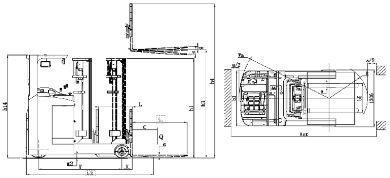 Size of seated reach truck
