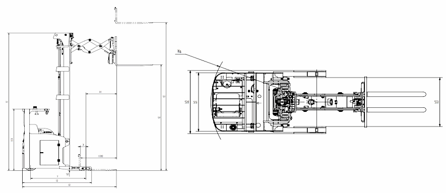 Size of seated double deep scissor reach truck