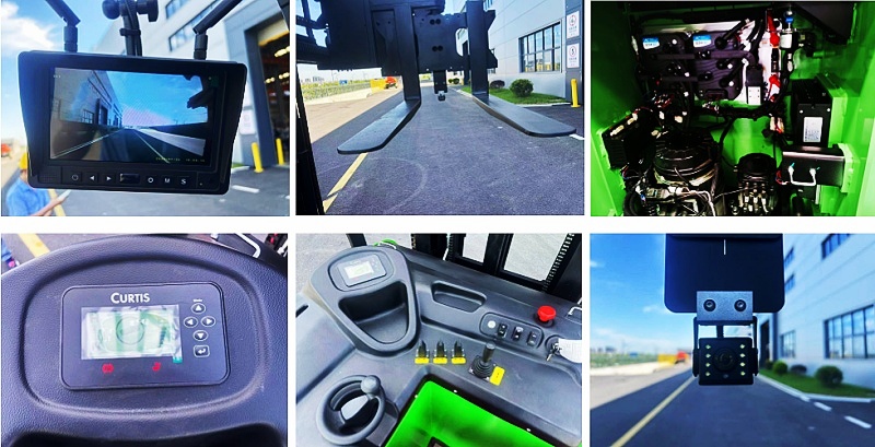 Details of stand on very narrow aisle forklift 