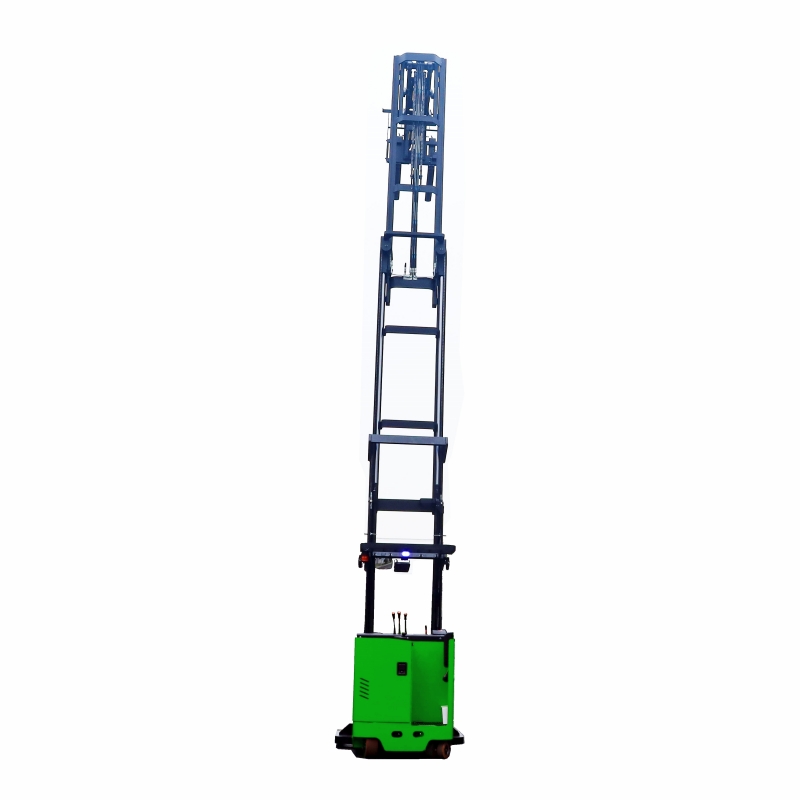 Electric stand on double deep scissor reach truck